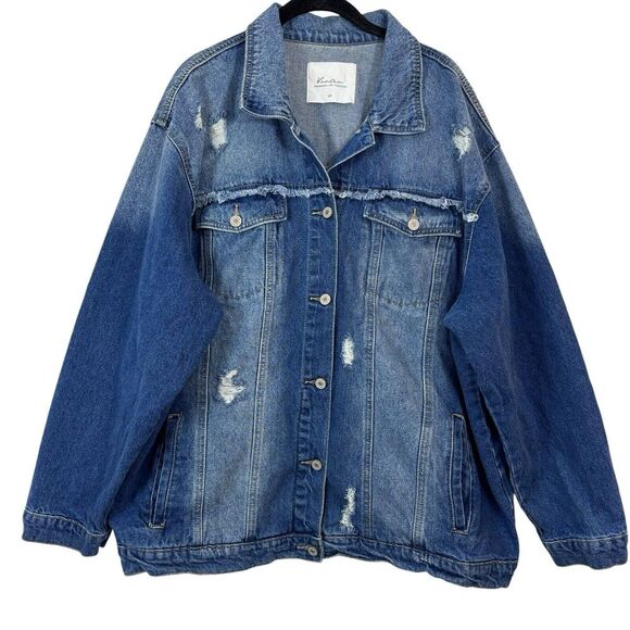 KanCan Jackets & Blazers - KanCan Plus Size Maurices Jean Jacket Distressed Denim Fall Capsule Size 4X